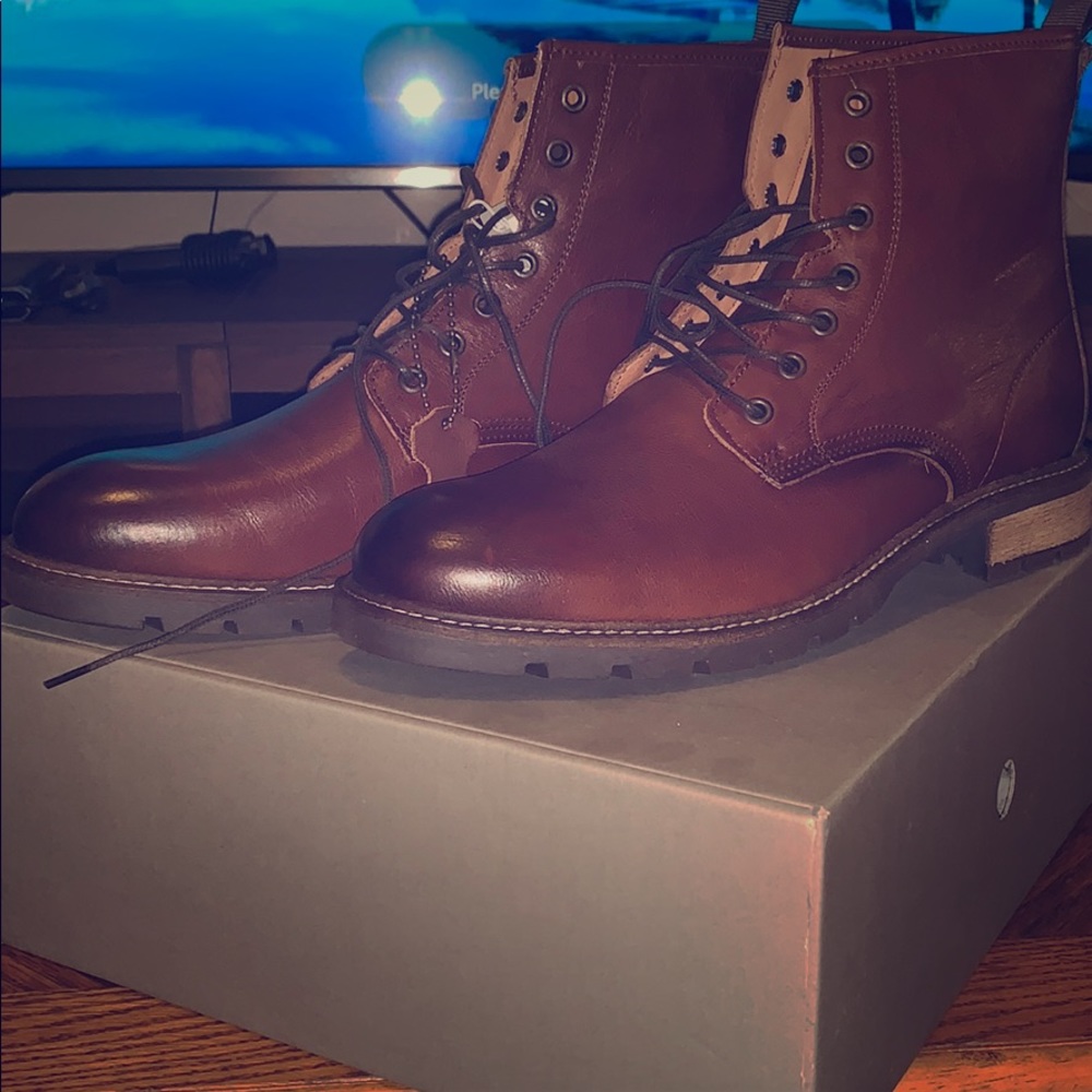 Genuine Leather Lace-Up Boots